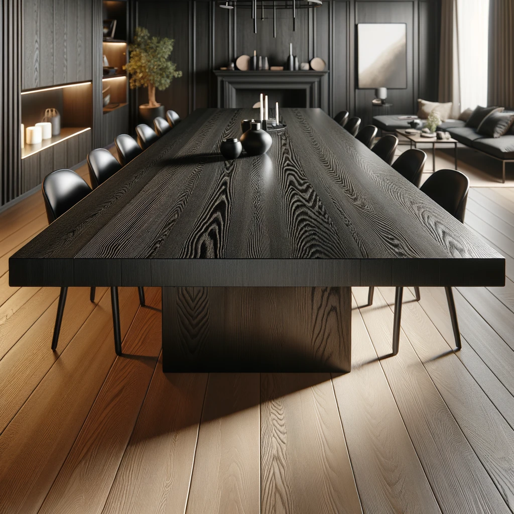 black oak dining table - stained