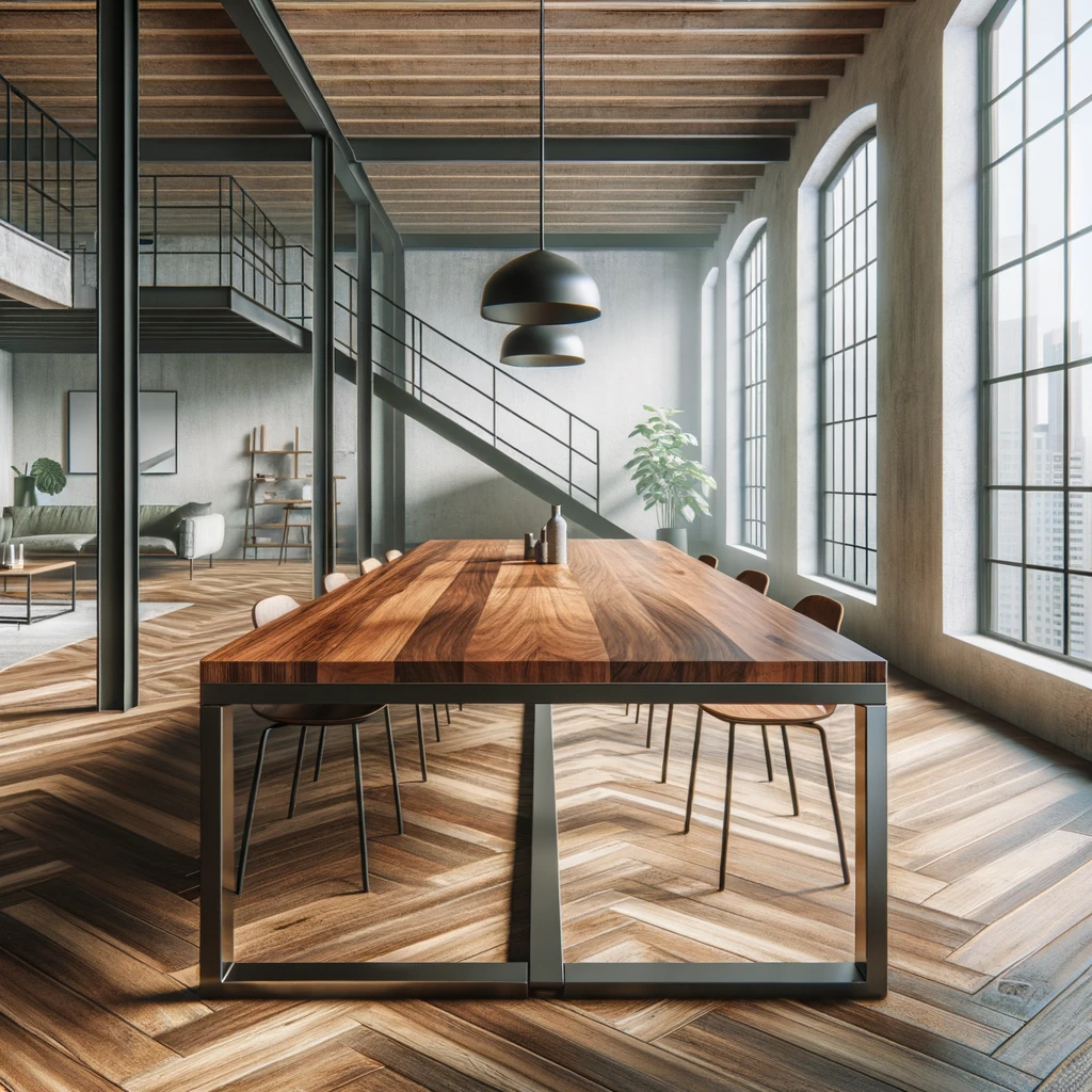walnut dining room table - modern