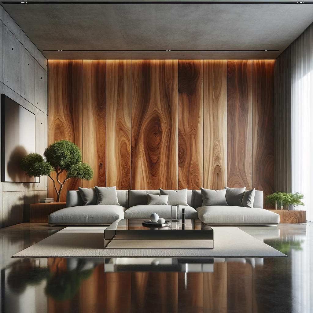living room - wood statement wall
