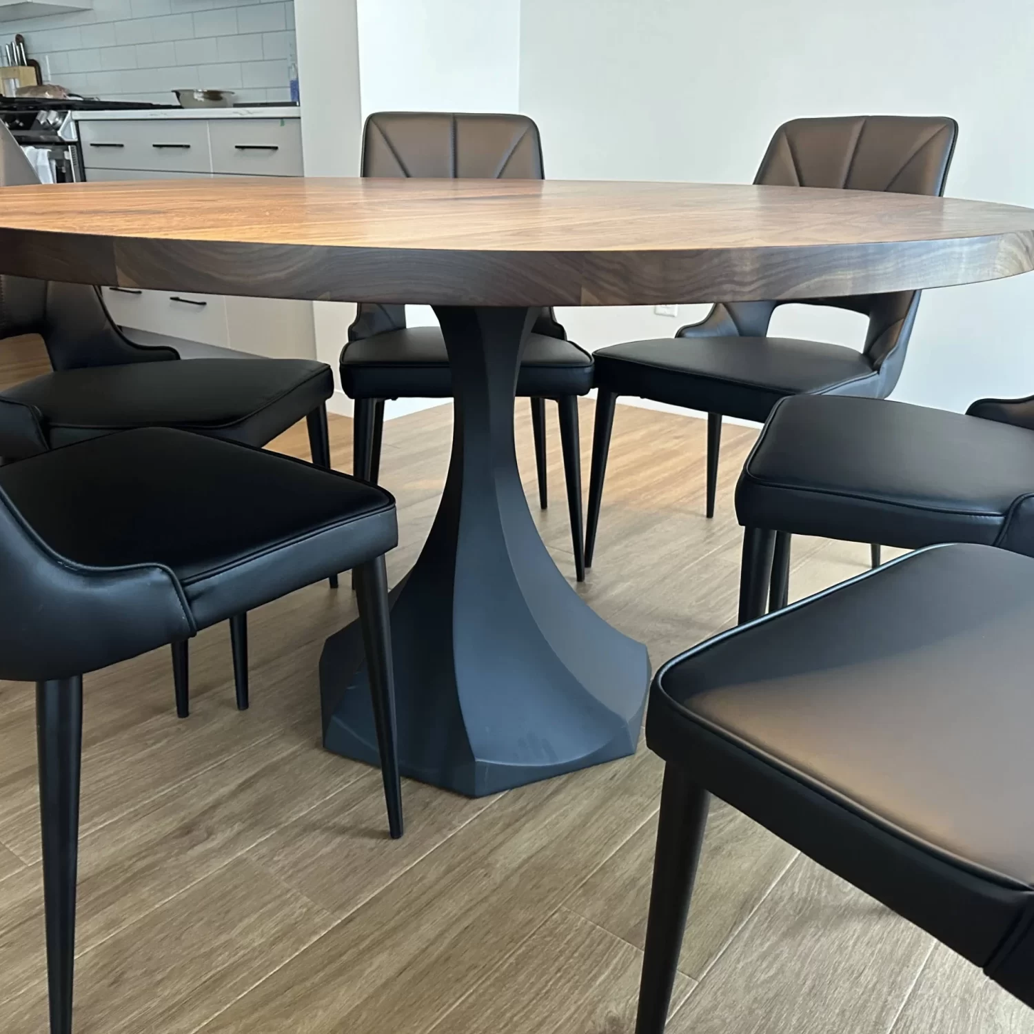 Flowyline Walnut Round Dining Table - Kitchen Table Edmonton