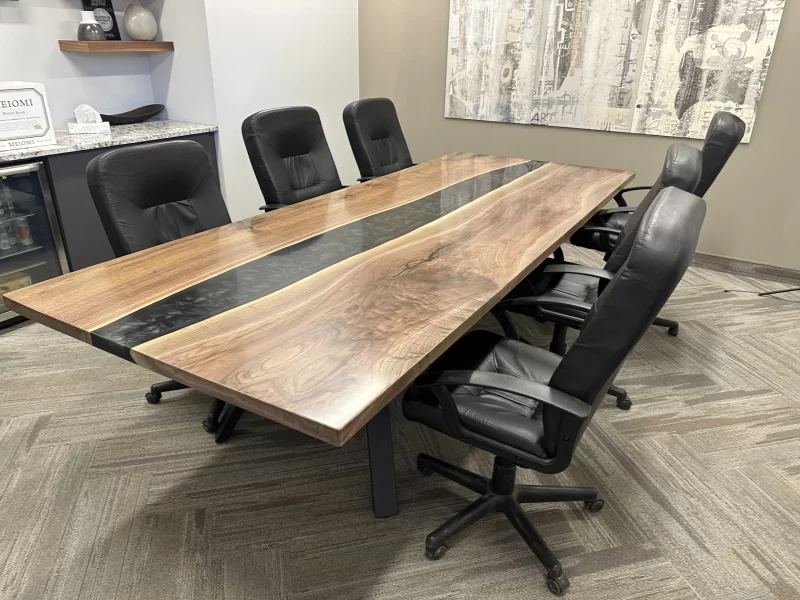 Walnut Epoxy River Table - Boardroom Table Edmonton