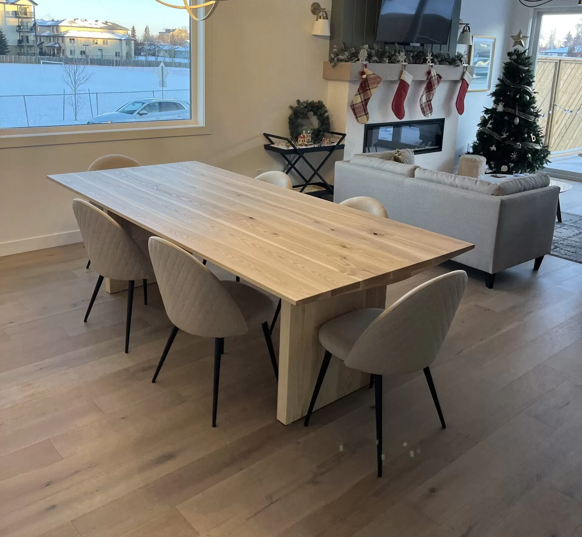 Wedge Style Ash Contemporary Dining Table
