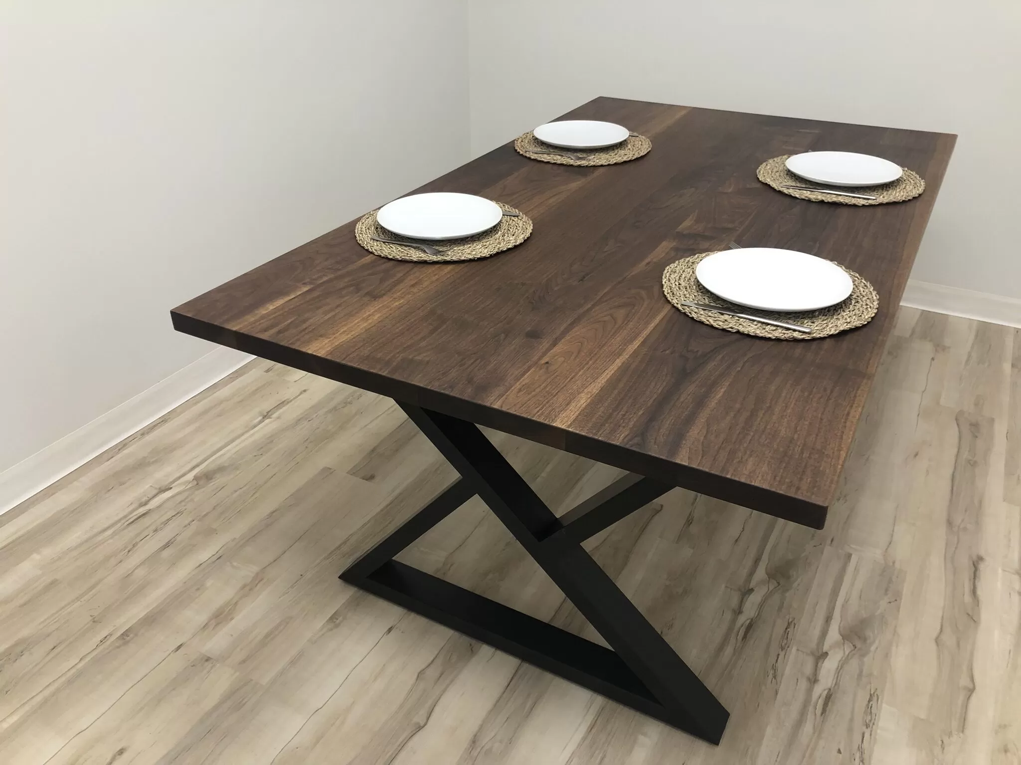 Walnut Dining Table with Steel Z legs
