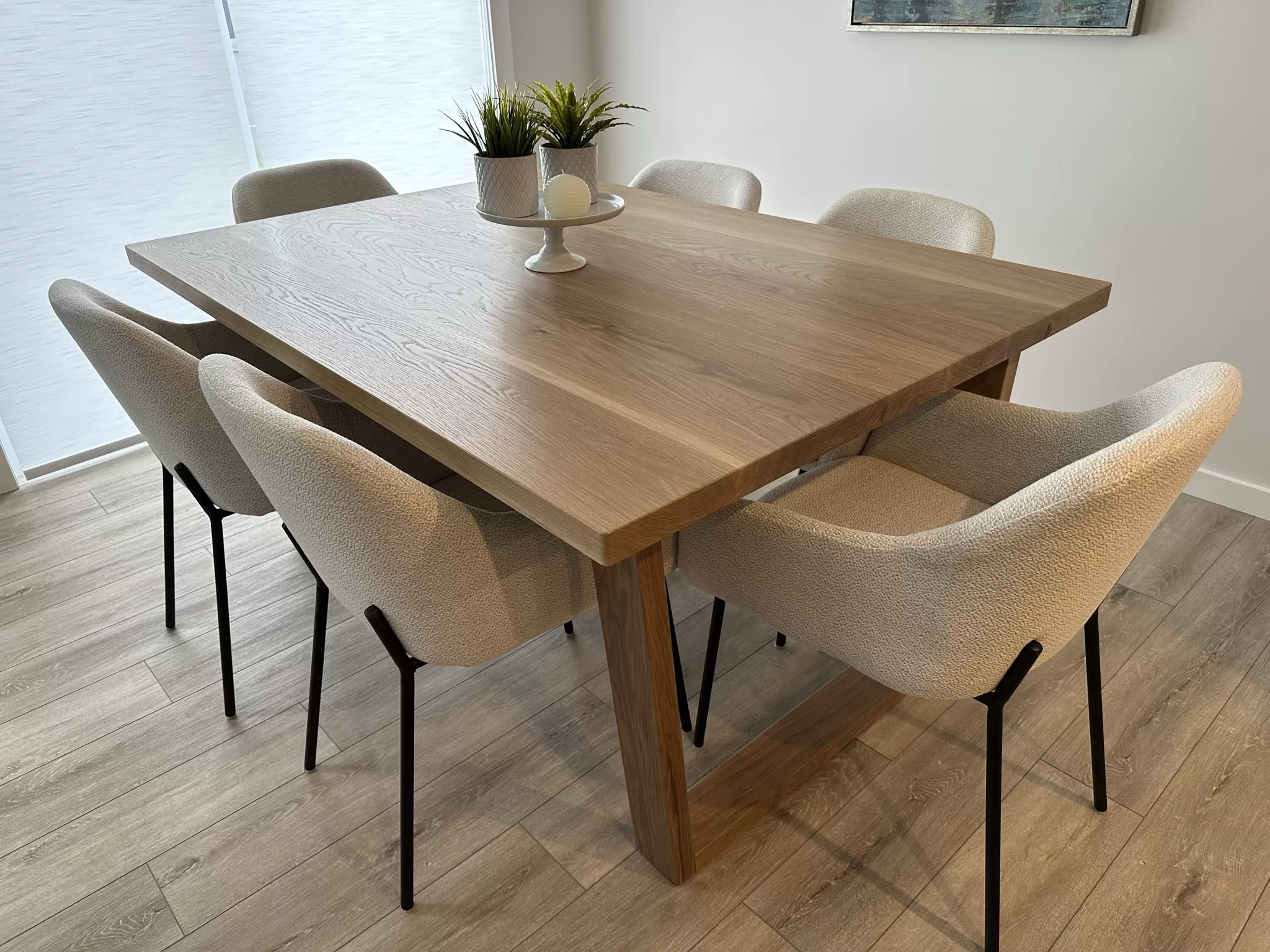 Custom Solid wood Modern White Oak Table