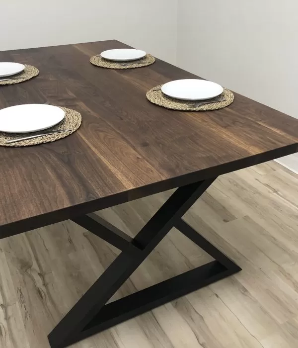 IronWood Dining Table - Walnut Wood with Steel Z Leg