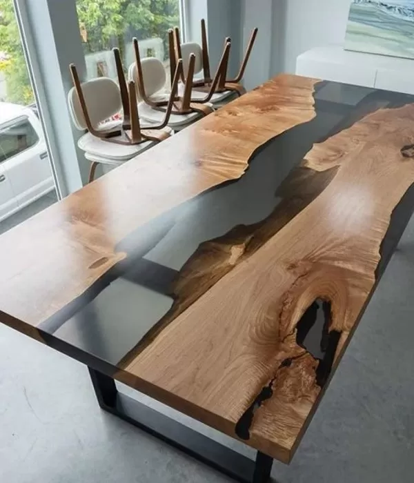 Custom Solid wood Maple Epoxy Table